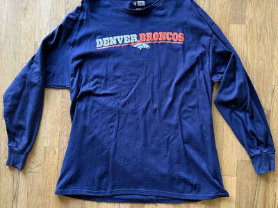 NFL Team Apparel Men's Denver Broncos Long Sleeve Shirt Navy Blue Size XL