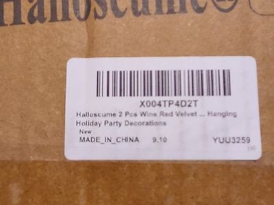 Halloscume 2 Pcs Wine Red Velvet Hanging Holiday Party Bow Decorations, New