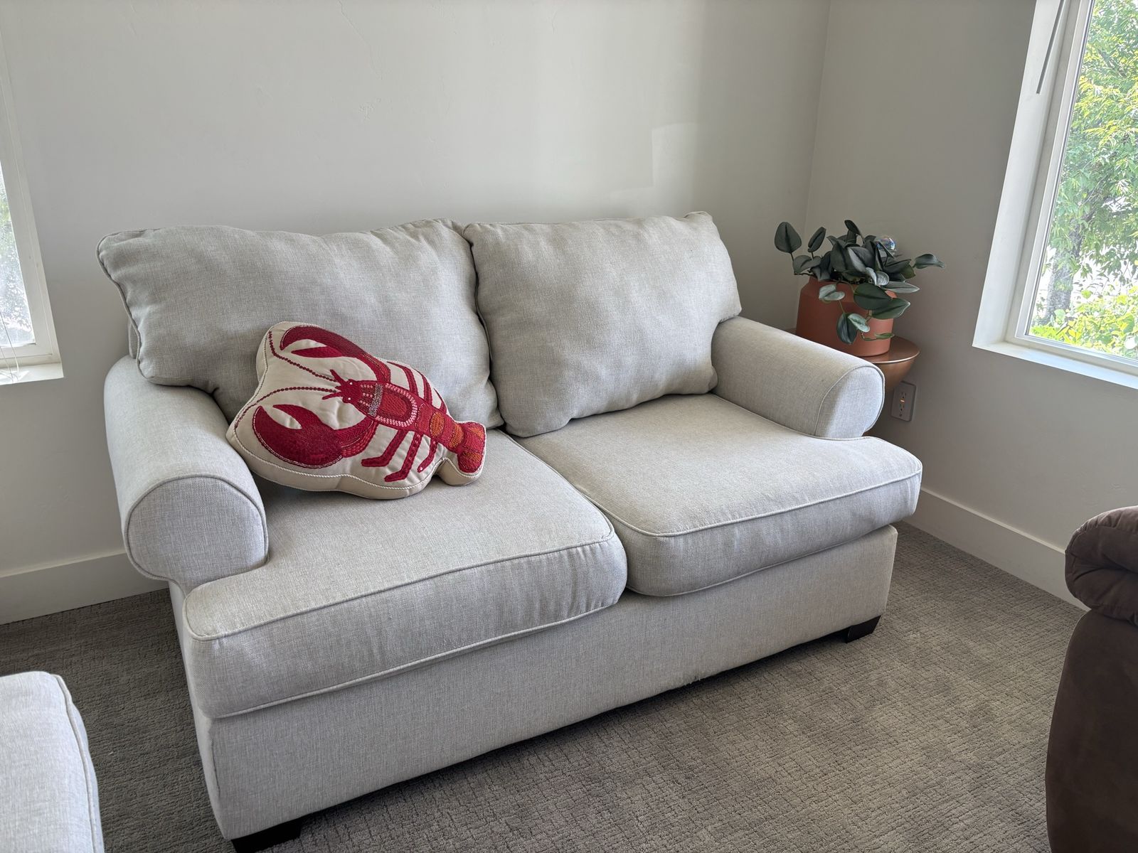 Modern Cream Upholstered Loveseat