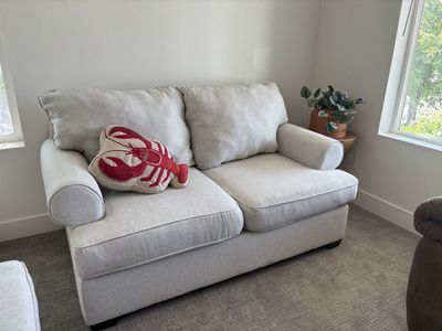 Modern Cream Upholstered Loveseat