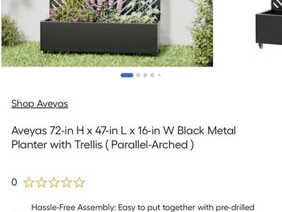 Aveyas 72” Metal Planter with Trellis – Black