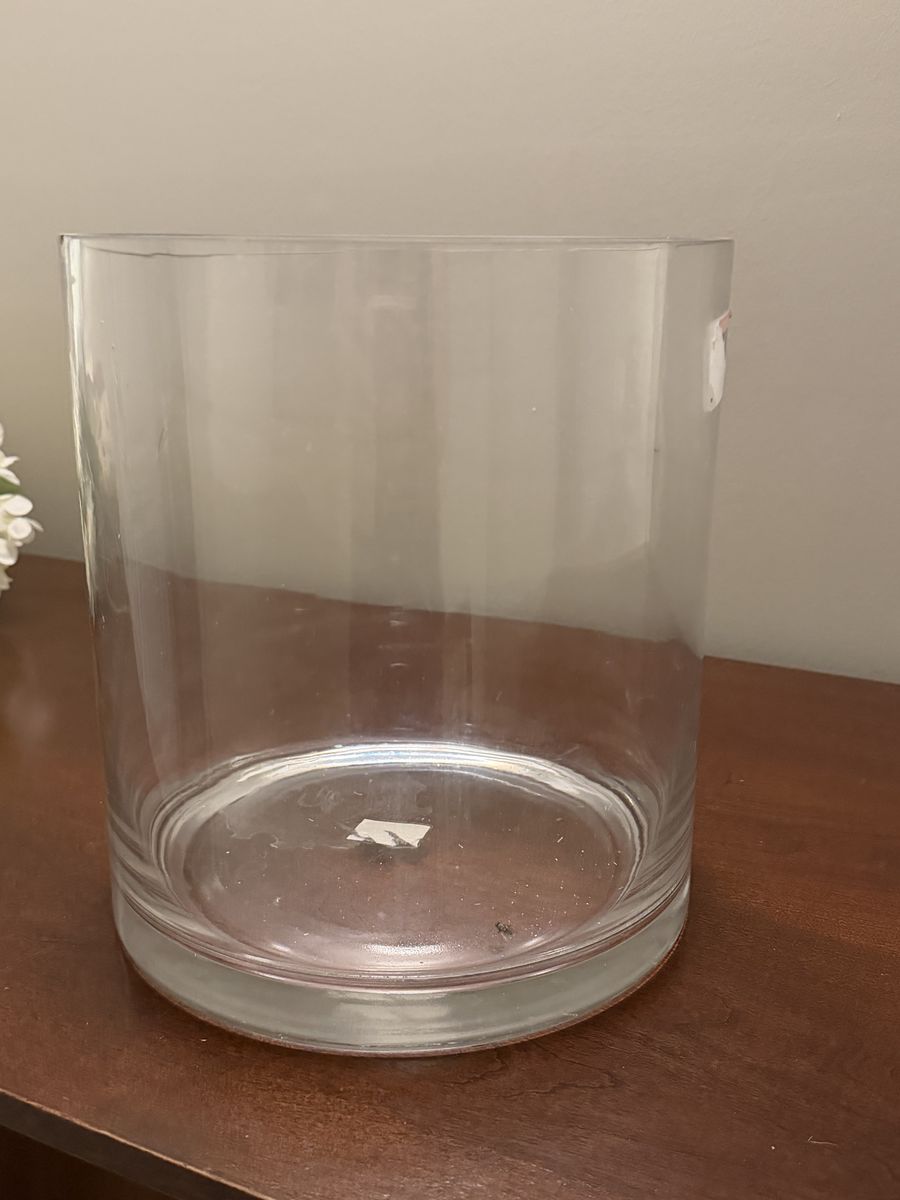 Clear Glass Cylinder Vase - 9.5" Tall x 8" Diameter - Home Decor Flower Holder
