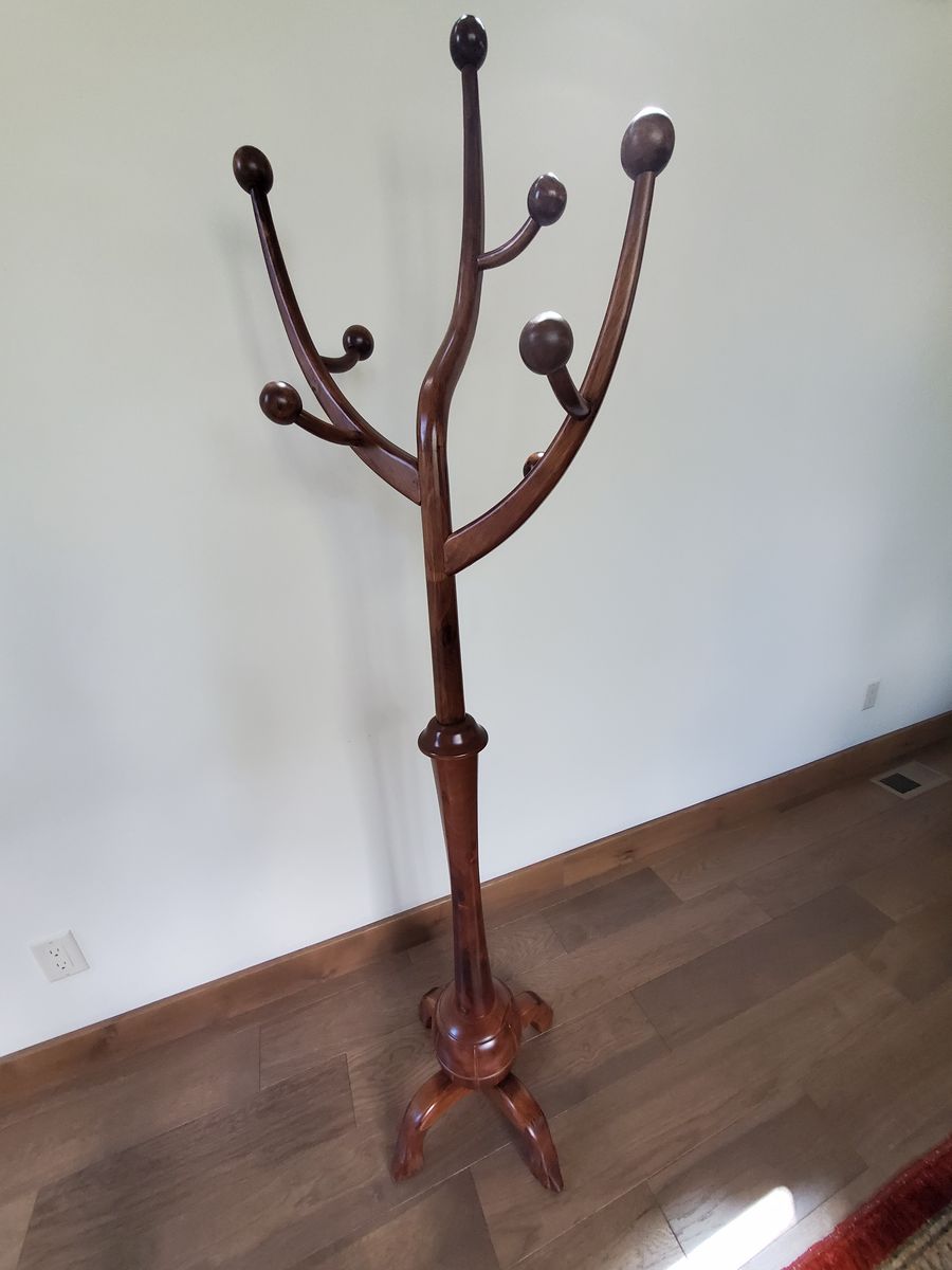 Wooden Tree-Style Coat Rack Stand