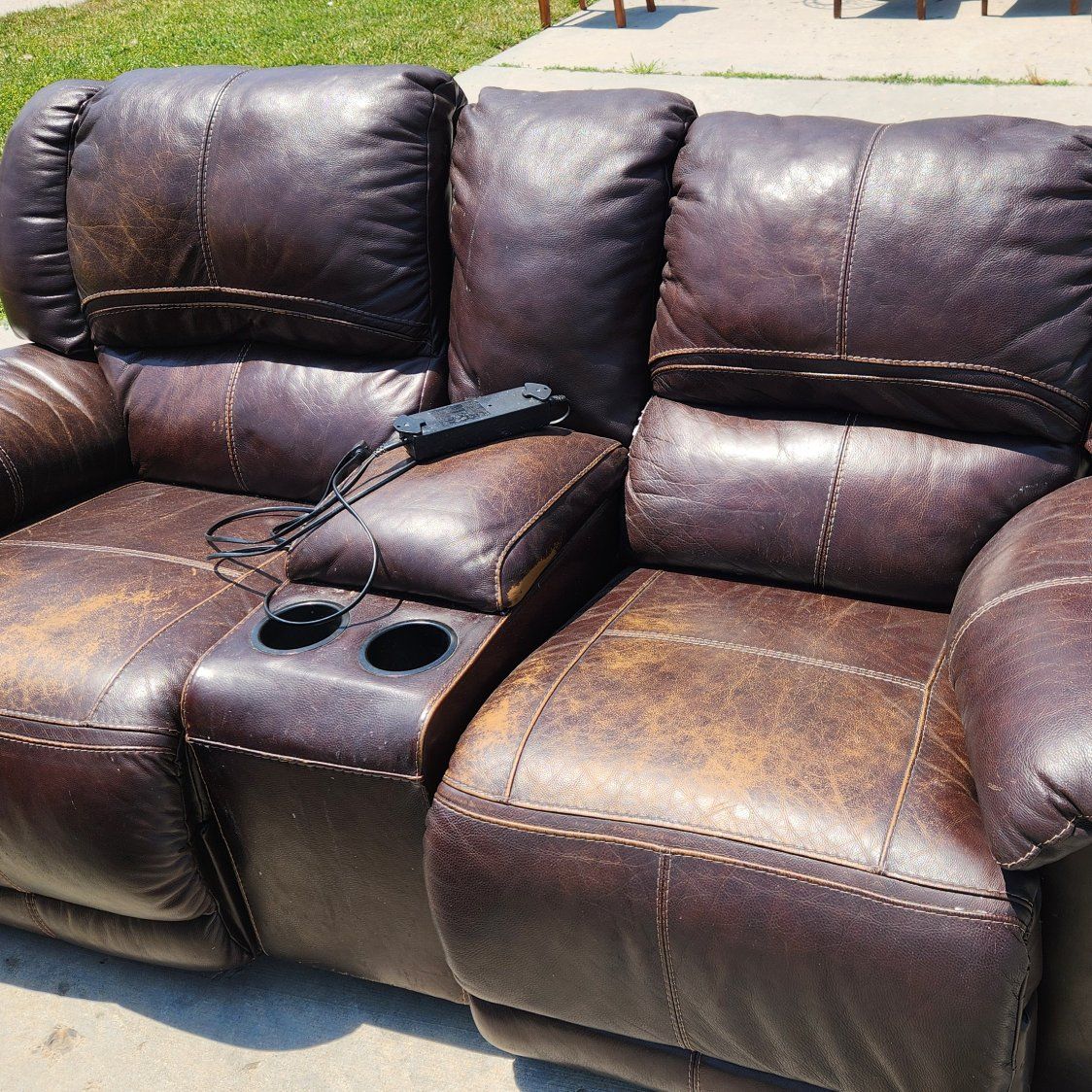 Free reclining leather loveseat