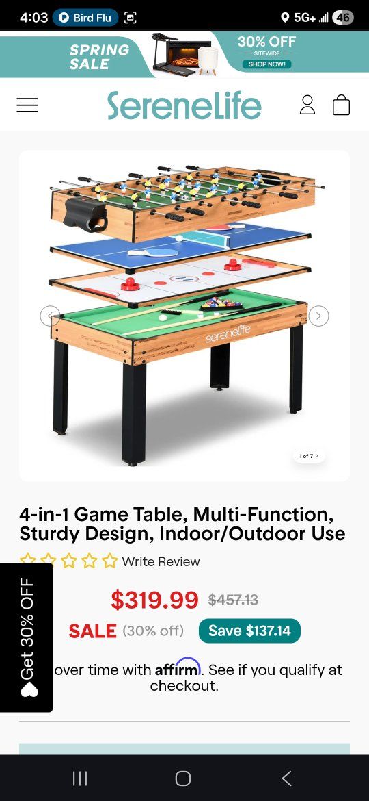 New! Serene Life Game Table