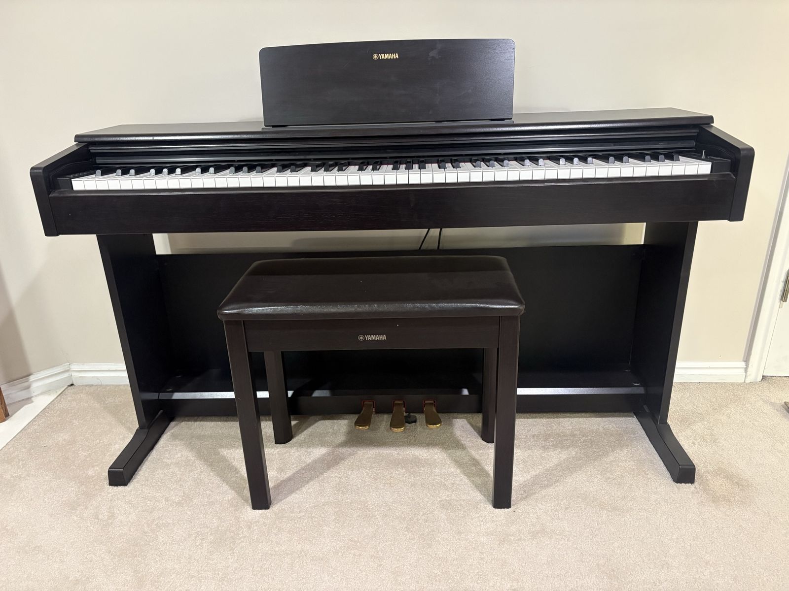 Yamaha Arius YDP-144 Digital Piano w/ Bench - Dark Rosewood, Weighted Keys