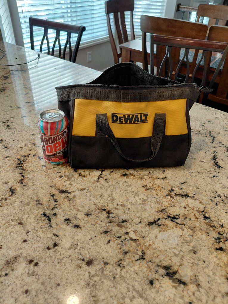 DeWalt Small Canvas Tool Bag Yellow and Black Zippered Tote