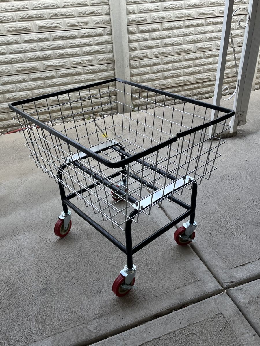Rolling Wire Laundry Basket Cart with Swivel Caster Wheels