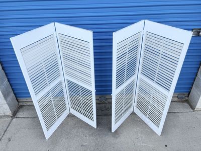 White Louvered Bi-Fold Interior Plantation Shutters - Set of 2 48"H x 35.5”W