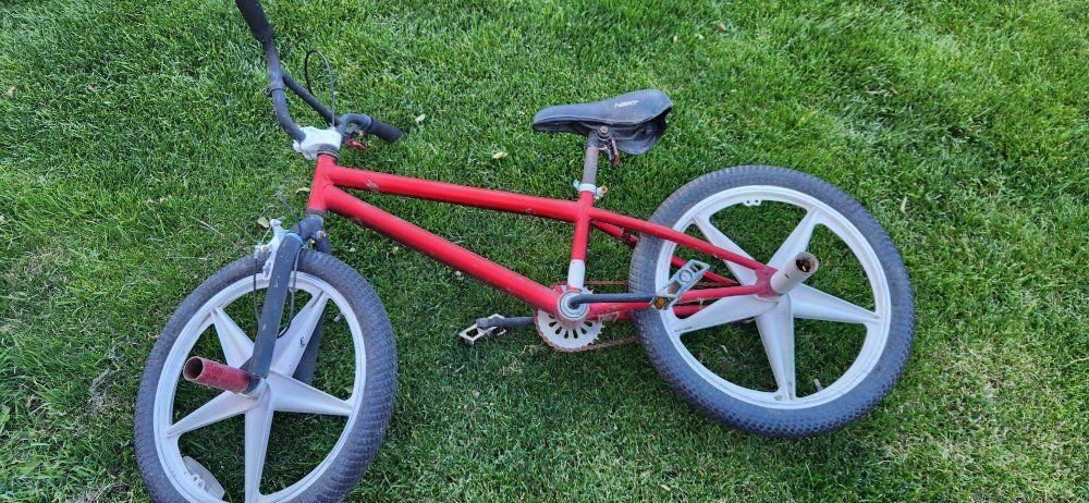 Red BMX Bike Frame & Wheels - Vintage Style