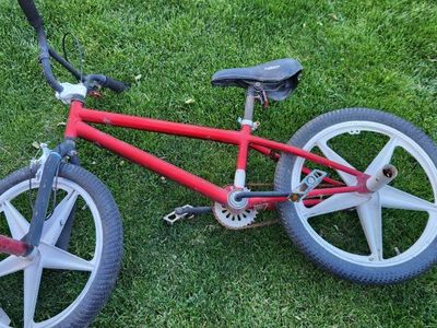 Red BMX Bike Frame & Wheels - Vintage Style