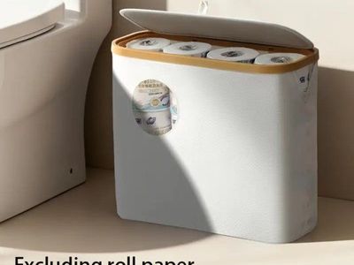 MOONRISE Storage Bin with Lid - Toilet paper holder, Spacious Storage