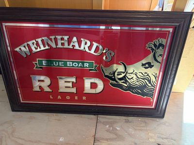 Vintage pub mirror wild boar theme