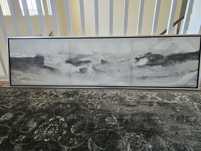 Abstract Glitter Silver Black White Framed Wall Art Canvas Painting