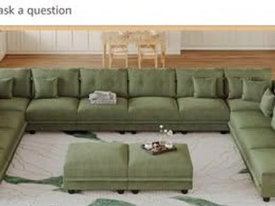 Sectional couch, 14 piece with lots of storage, dark green, MUST SELL!