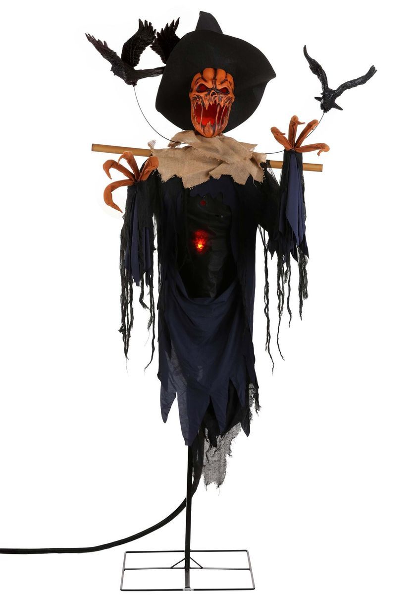 Halloween 7’ Raven Crow Pumpkin Scarecrow Fogger Fog Animatronic Home Decor Decoration Yard Prop