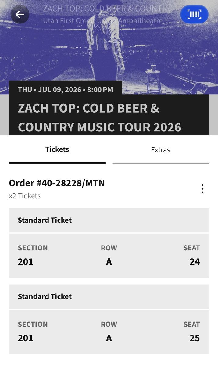 Zach Top front row tickets! (07/09/26)