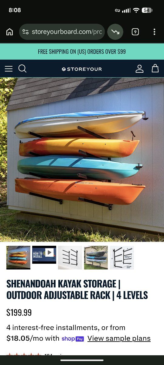 kayak watersport storage rack