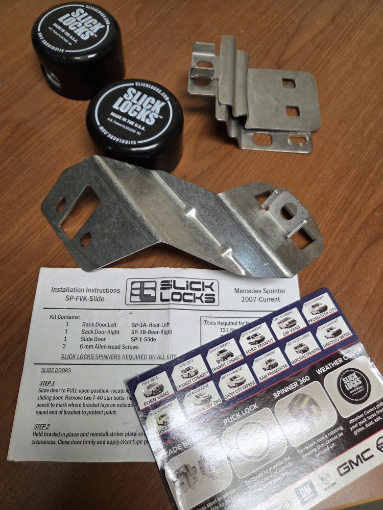 Slick Locks SP-FVK-SLIDE-TK Brackets, Spinners, Weather Covers & Locks Kit for Mercedes Sprinter
