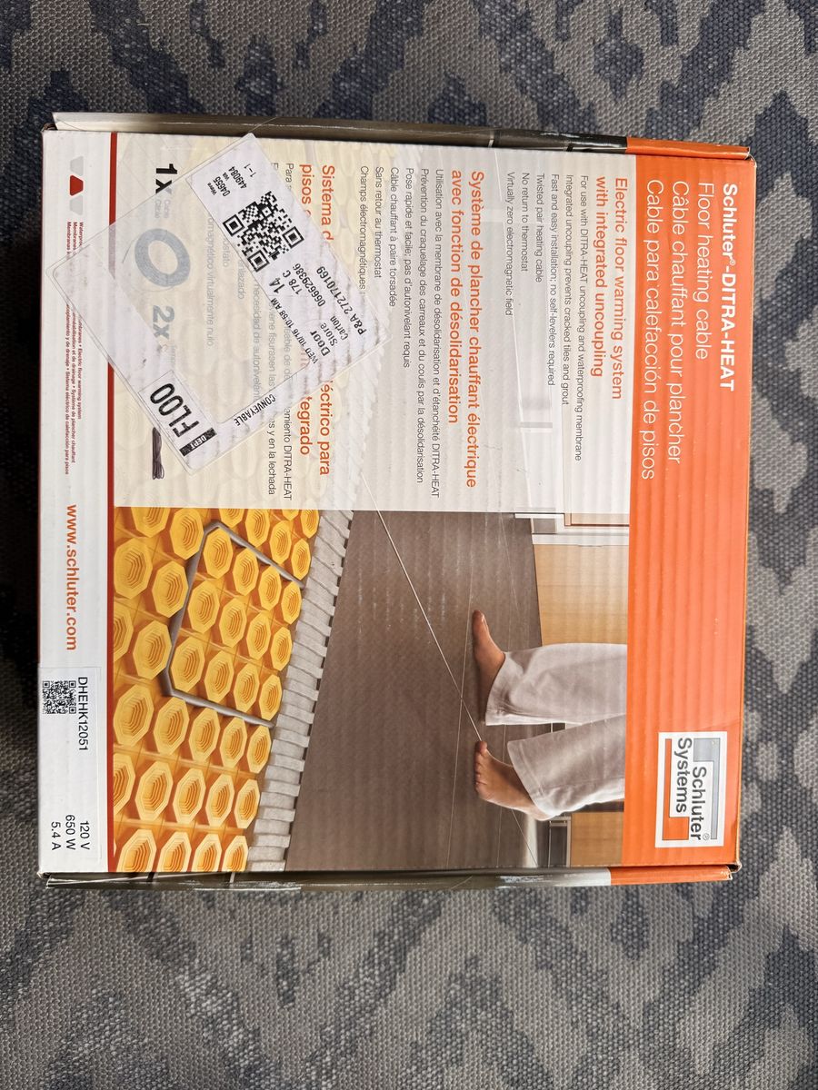 Schluter DITRA-HEAT DHESHK2051 Electric Floor Warming Cable 120V 650W for Tile Floors