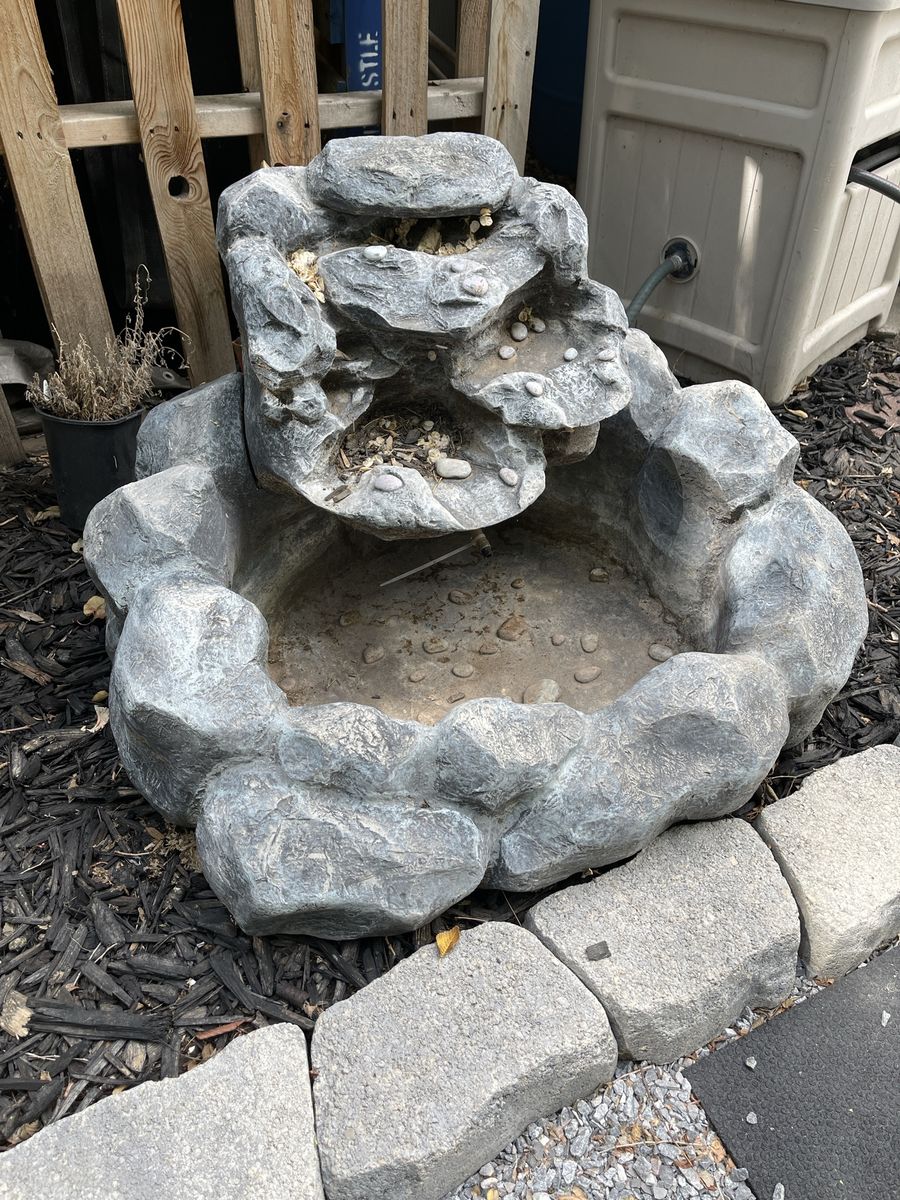Faux Rock Garden Water Fountain Basin and Tiered Feature small pond fish