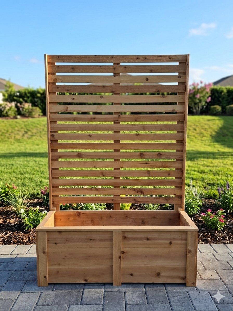 Cedar Elevated Garden Box with Privacy Trellis – Perfect for Patio or Yard!