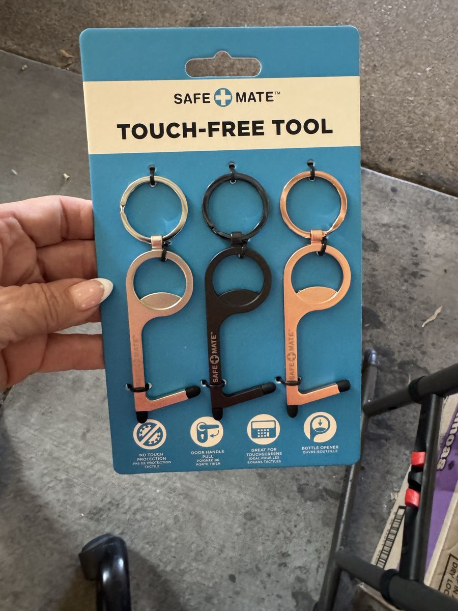 Safe Mate Touch-Free Tool Keychain (3-Pack) - No-Touch Door Opener, Stylus, Bottle Opener