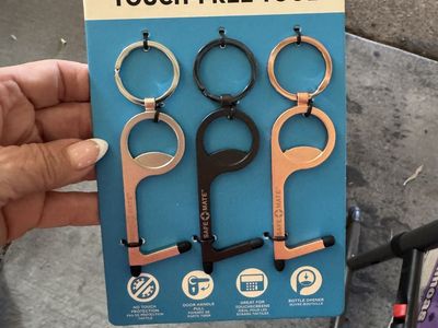 Safe Mate Touch-Free Tool Keychain (3-Pack) - No-Touch Door Opener, Stylus, Bottle Opener
