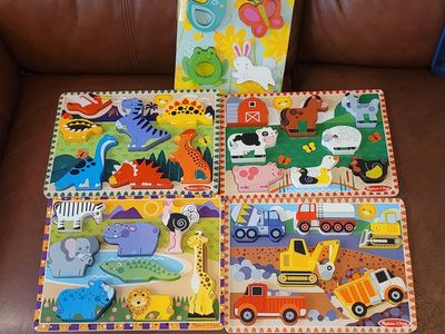 Toddler/Preschool puzzles and bin