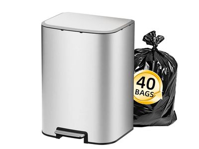 KUK 5.3-Gallon Stainless Steel Step Trash Can – Soft Close