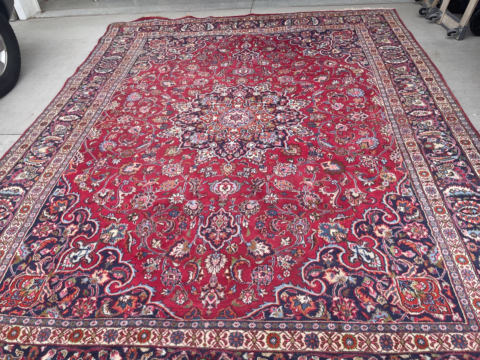 9'7" x 12'7" Persian Area Rug Mashhad region 1970's, wool