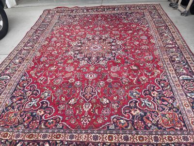 9'7" x 12'7" Persian Area Rug Mashhad region 1970's, wool