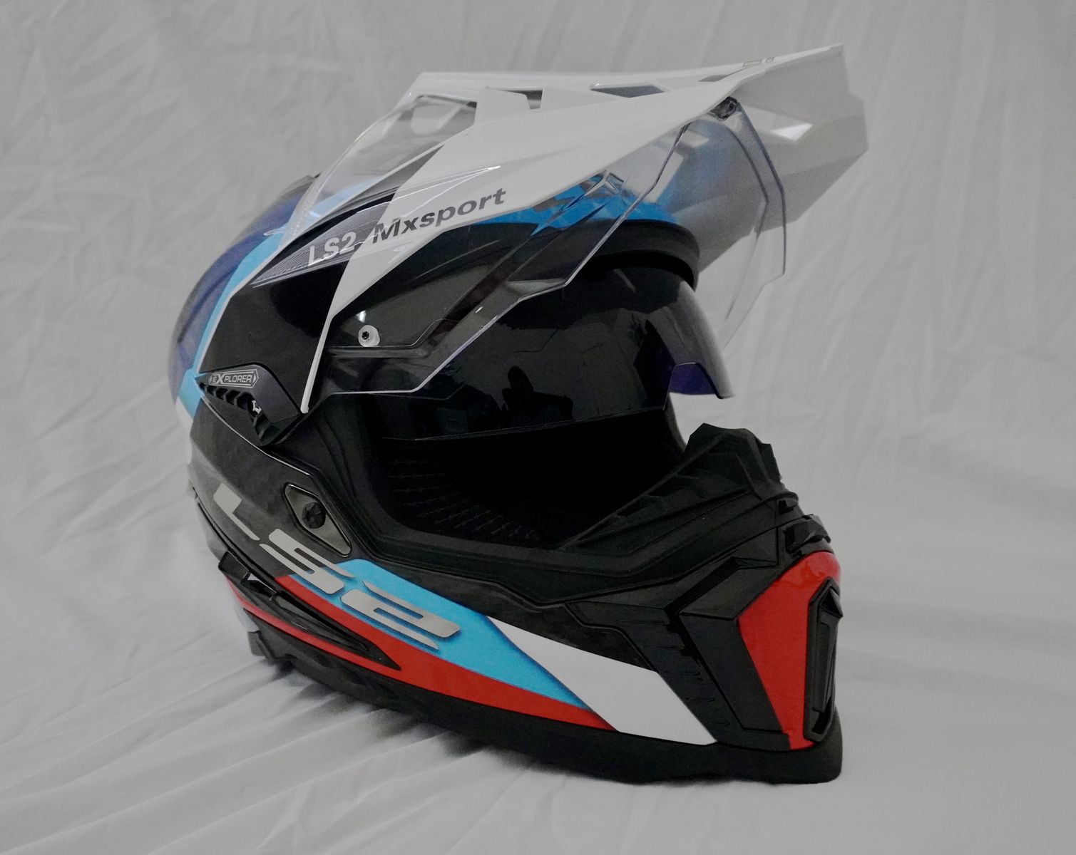 LS2 Explorer C  - GLOSS BLACK/BLUE - Explorer Carbon | Size Small | Never Dropped