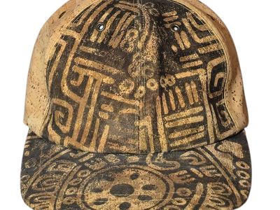 Tribal Style Brown Adjustable Velcro Hat Size 56 US 7 Ball Cap One Size