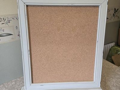 Decorative Shabby Chic Framed Cork Board White Distressed