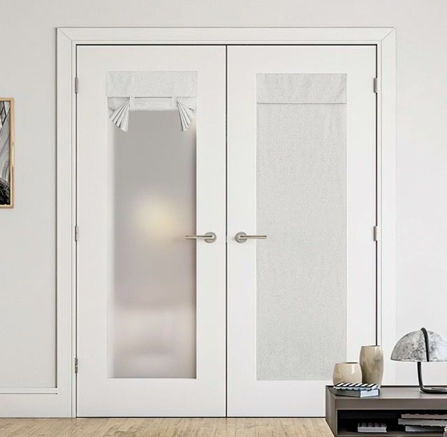 2 - NICETOWN Blackout French Door Curtain Farmhouse Window Privacy Curtain Ivory White with Velcro for Glass