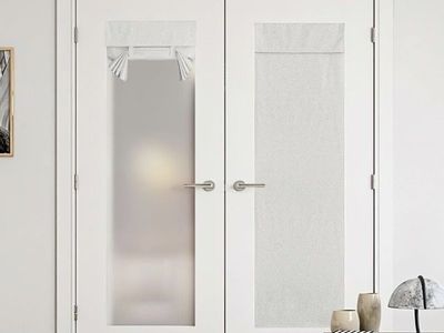 2 - NICETOWN Blackout French Door Curtain Farmhouse Window Privacy Curtain Ivory White with Velcro for Glass