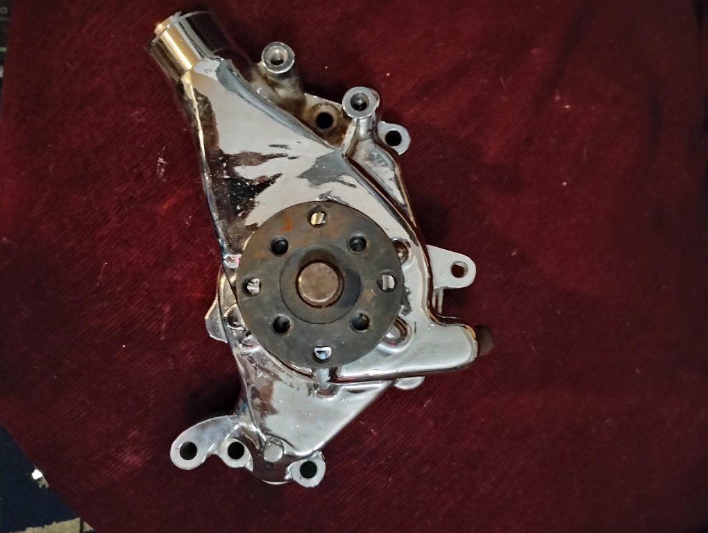 small block Chevy chrome water pump