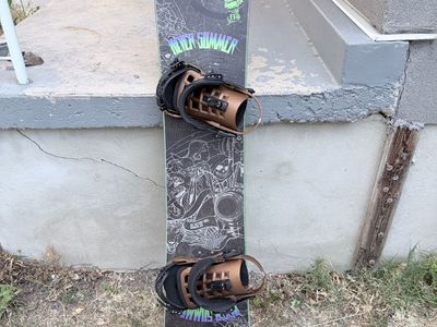 Never Summer Snowboard with Bindings - Black/Green