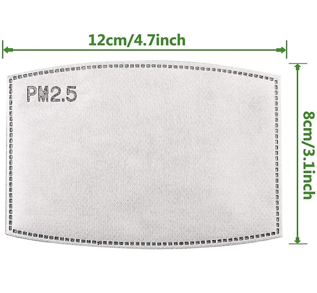 PM2.5 Activated Carbon Filter Inserts for Face Masks - 4.7 x 3.1 inches (New, 10 pack)