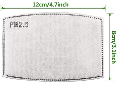 PM2.5 Activated Carbon Filter Inserts for Face Masks - 4.7 x 3.1 inches (New, 10 pack)
