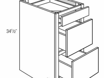 White Cabinet Base with 3 Drawers - 21"