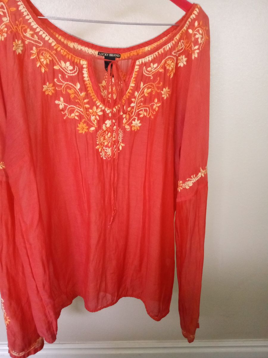 Vintage lucky brand pheasant blouse shirt