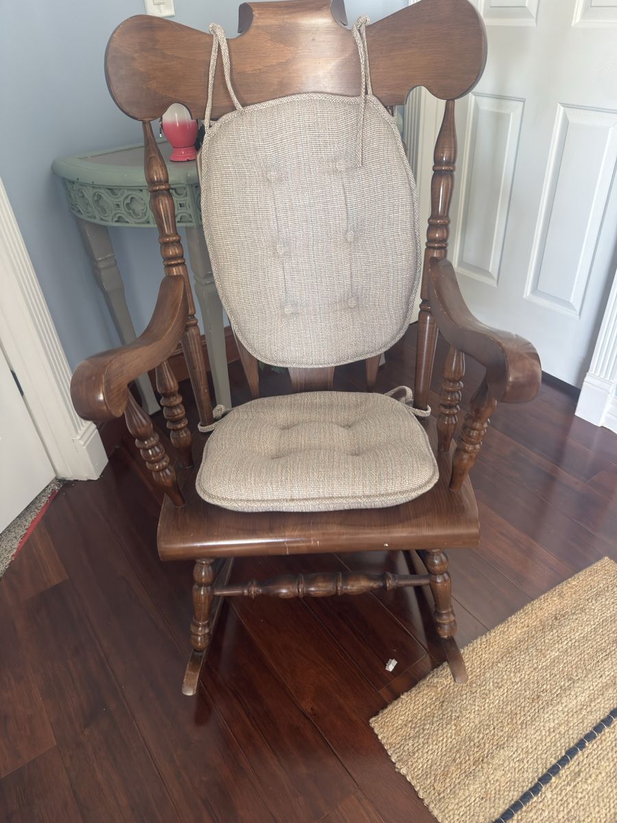Classic Wood Rocking Chair with Cushions - Vintage Style Furniture