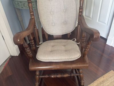 Classic Wood Rocking Chair with Cushions - Vintage Style Furniture