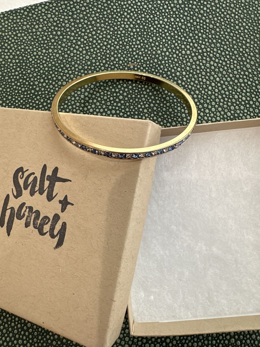 14k Gold Step Sparkly CZ Bangle