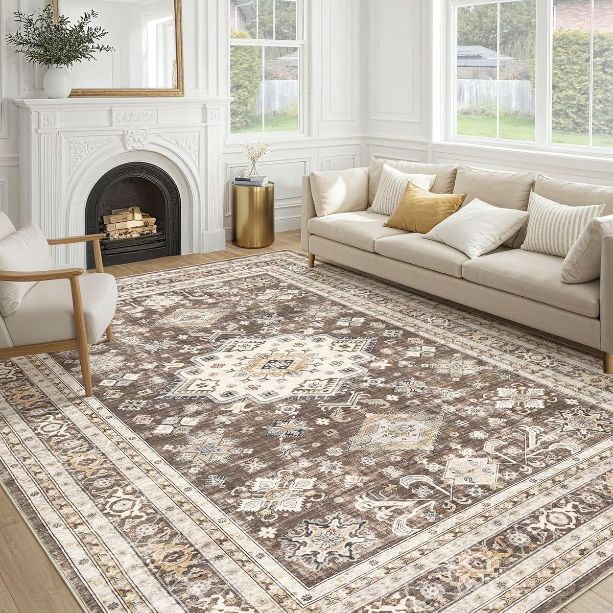 BRAND NEW Vintage Living Room Area Rug 8x10 - Large Soft Washable Oriental Traditional Distressed Farmhouse