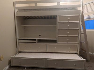 Twin Loft Bed with Trundle, Desk & Storage