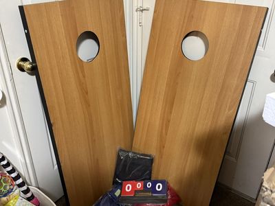 New Regulation Size Cornhole Set - 2 Boards, Carrying Case, Bean Bags, & Scoreboard - Outdoor Yard Game Fun
