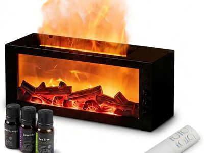 New Flame Fireplace Aroma Diffuser, 7 Color LED, Oils Included